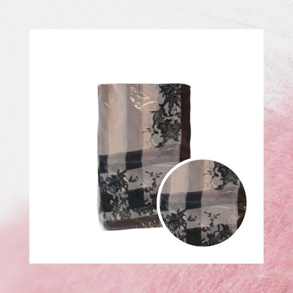 Chiffon square neck tie scarf floral plaid - Picture 1 of 2